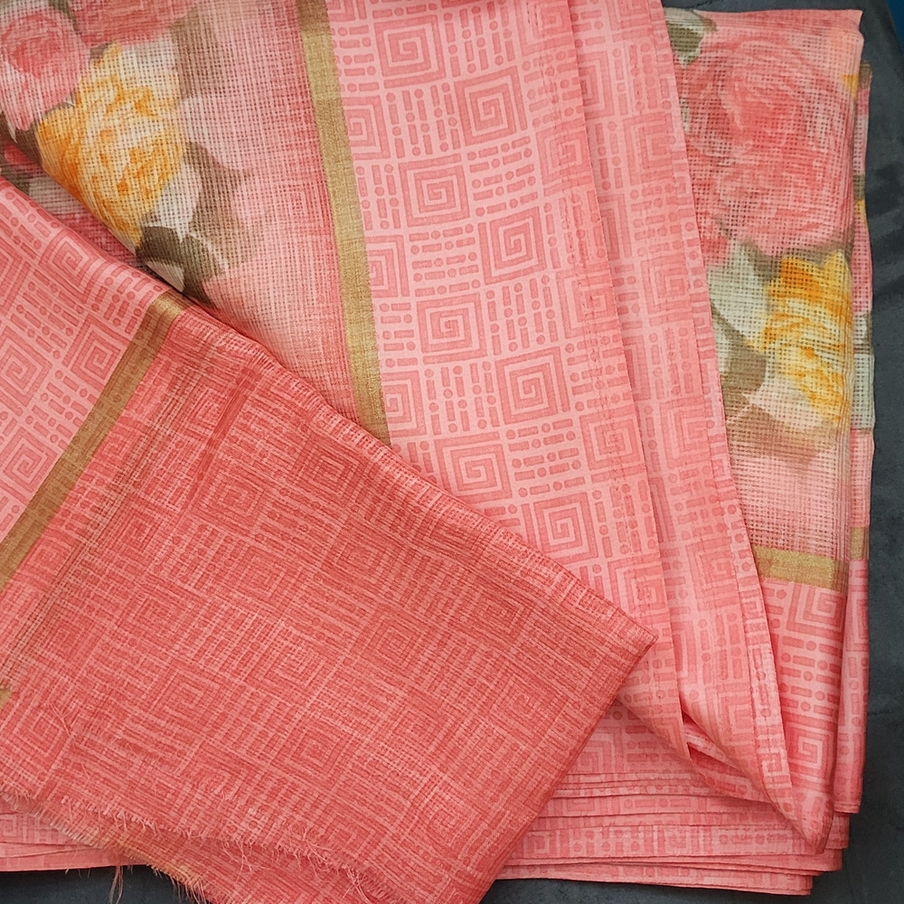 Floral Pink and Gold Fabric